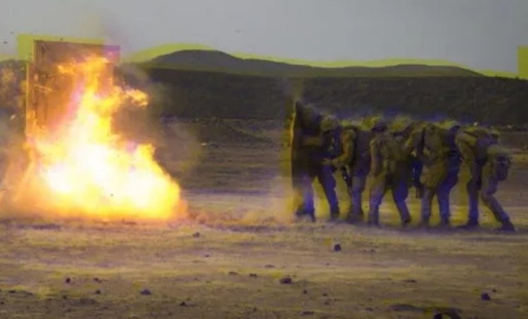 Breaching charge detonating during training