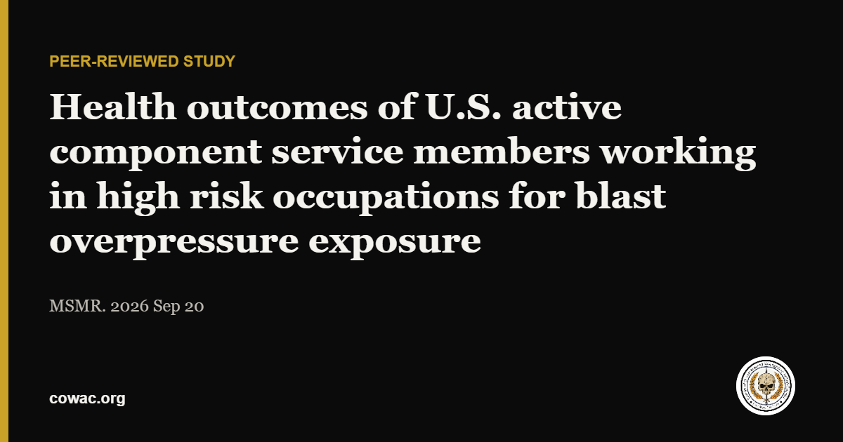 Health outcomes of U.S. active component service members working in high risk occupations for blast overpressure exposure: a retrospective cohort study